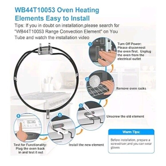 GE Kenmore Convection Heating Element (WB44T10053) - Picture 8 of 11